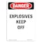 Signmission Safety Sign, OSHA Danger, 5" Height, Explosives Keep Off, Portrait OS-DS-D-35-V-2338 - alternate 1